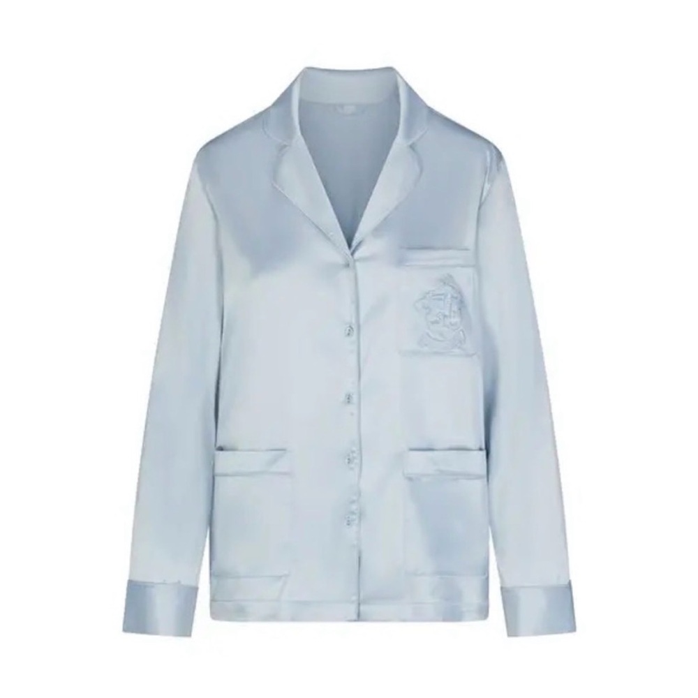 💎 NWT SKIMS Hotel Shine Sleep Shirt | Frost Satin Pajama Top | S 💎